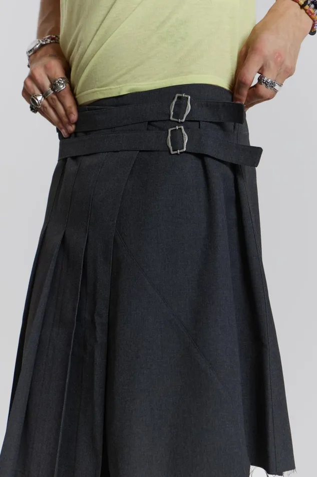 Men Jaded London Tailoring Steel Pleated Skirt