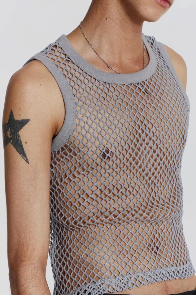 Men Jaded London Vests Chain Grey Vest