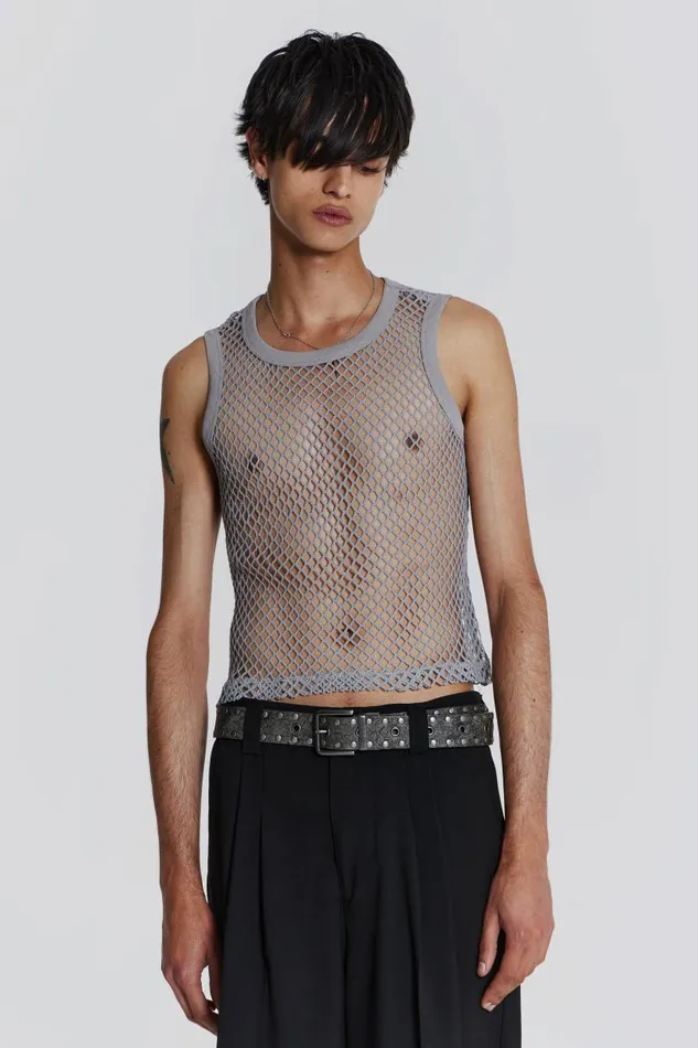 Men Jaded London Vests Chain Grey Vest
