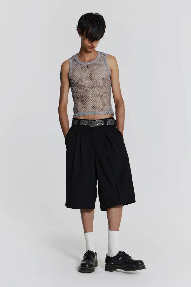 Men Jaded London Vests Chain Grey Vest