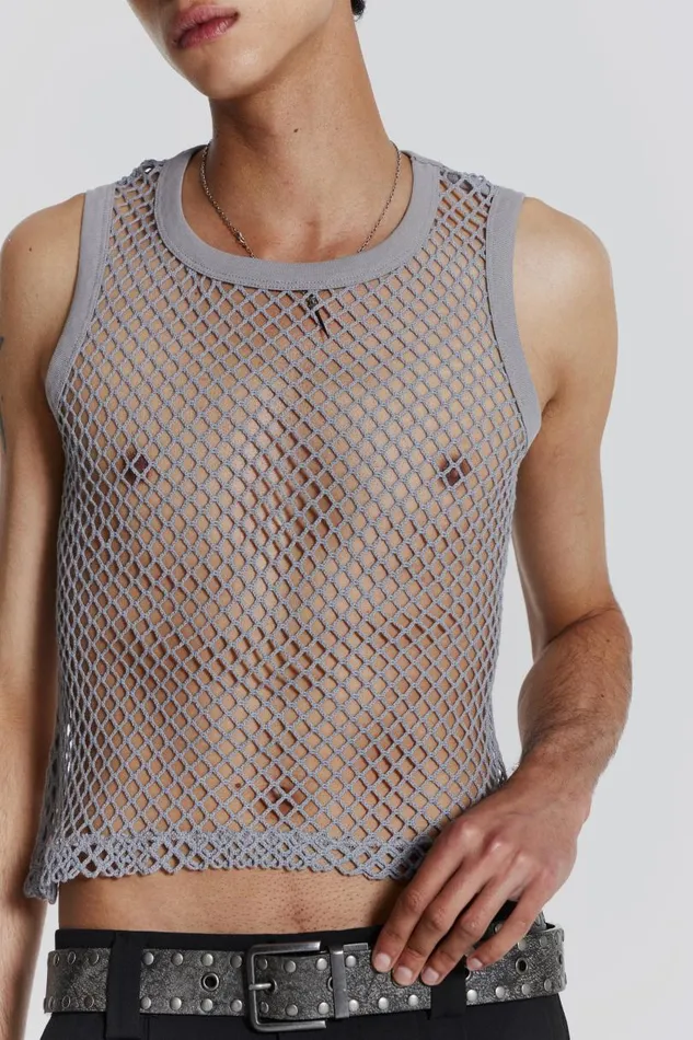 Men Jaded London Vests Chain Grey Vest