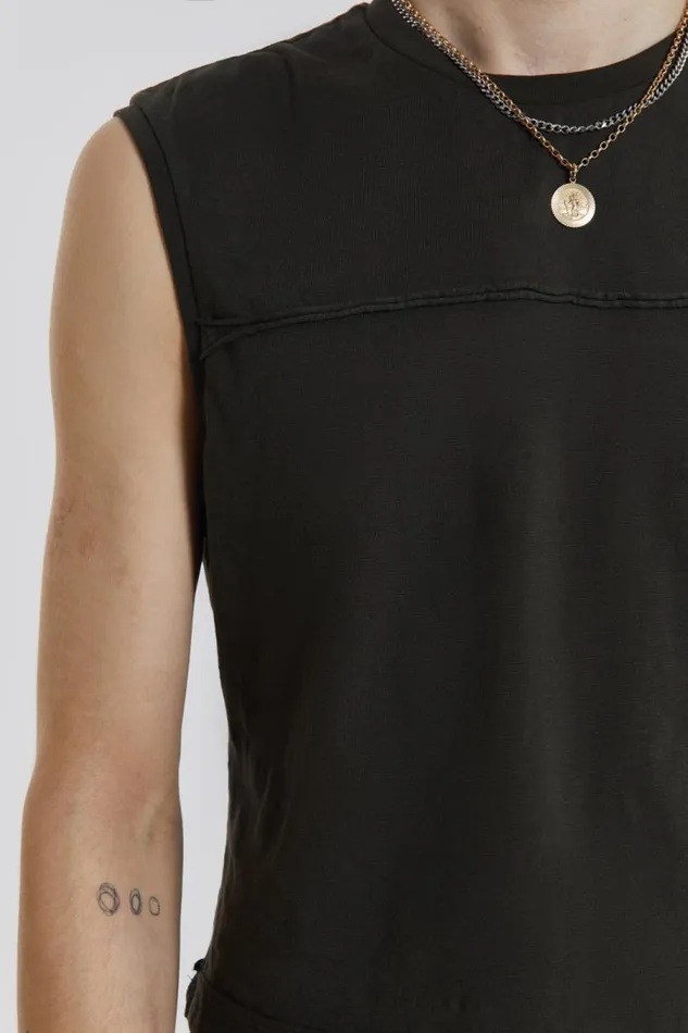 Men Jaded London Vests Khaki Slub Tank
