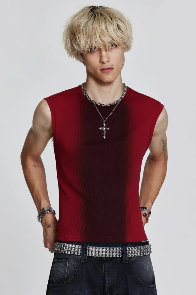 Men Jaded London Vests Red Glare Tank