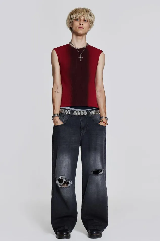 Men Jaded London Vests Red Glare Tank