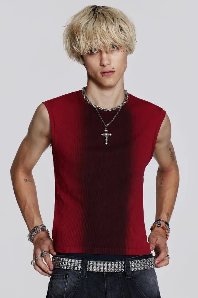Men Jaded London Vests Red Glare Tank