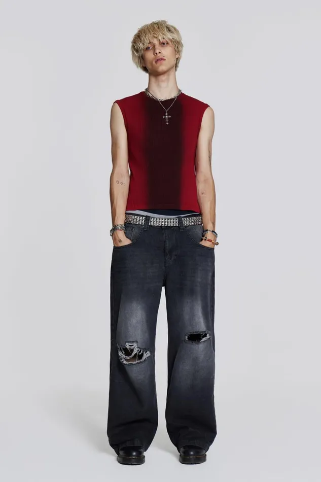 Men Jaded London Vests Red Glare Tank