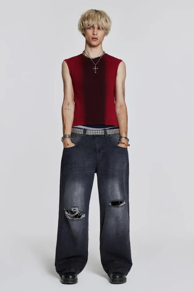 Men Jaded London Vests Red Glare Tank