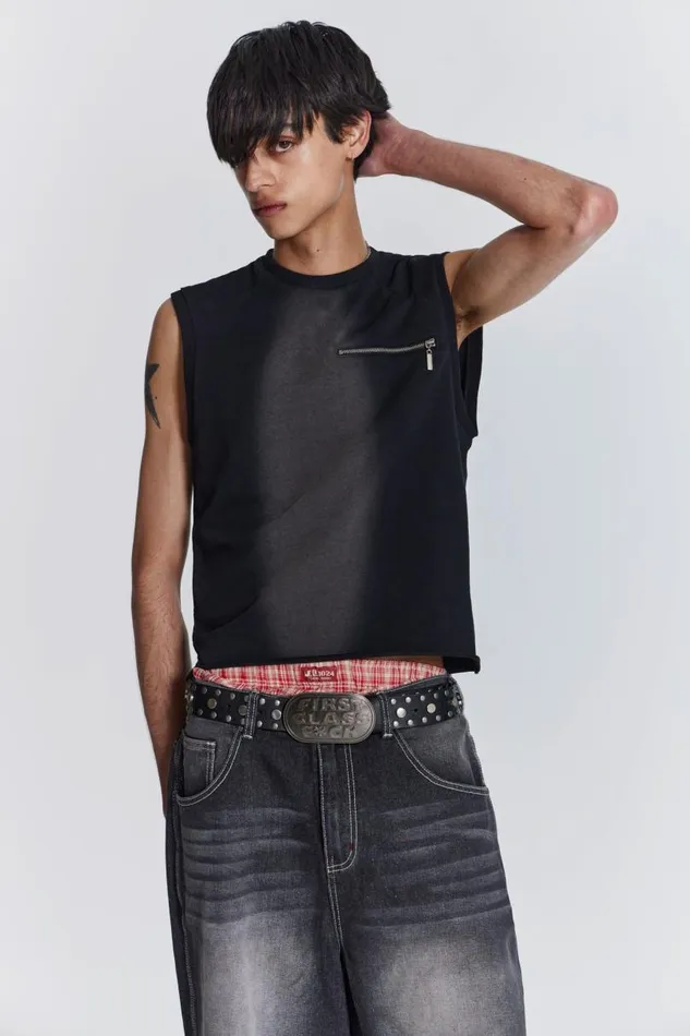 Men Jaded London Vests Shade Loopback Tank
