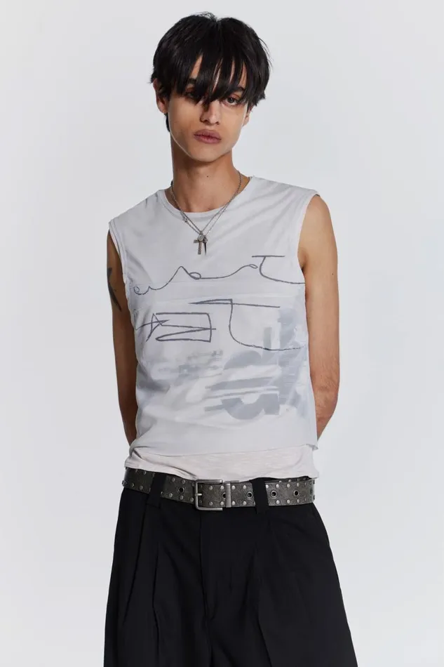 Men Jaded London Vests Surge Layered Tank