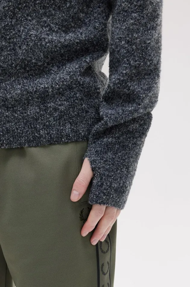 Men Knitwear Fred Perry Boucle Crew Neck Jumper Navylight Ice