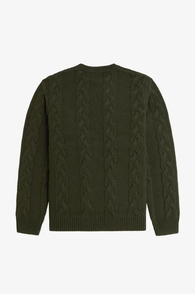 Men Knitwear Fred Perry Cable Knit Jumper Hunting Green