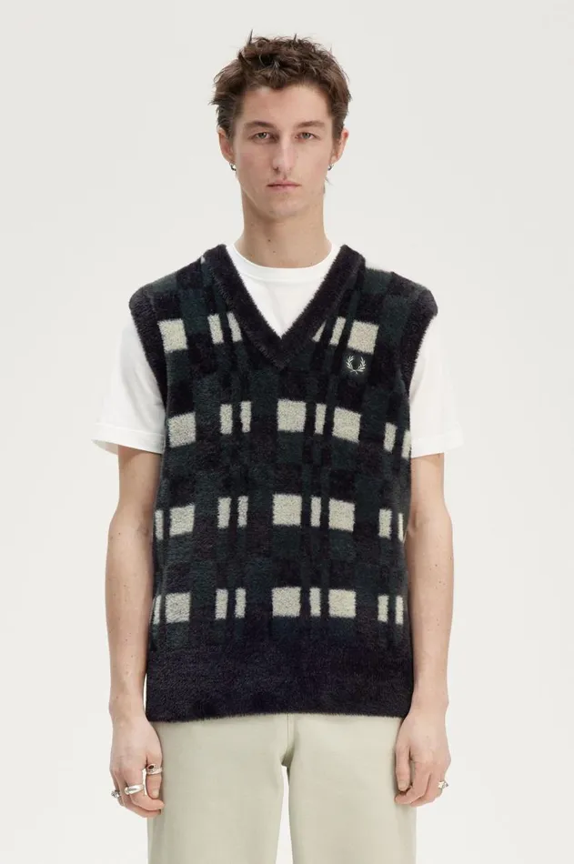 Men Knitwear Fred Perry Chequerboard Tank Black