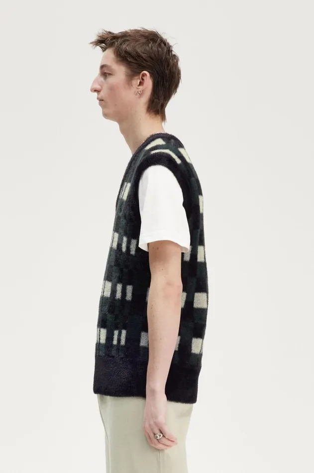 Men Knitwear Fred Perry Chequerboard Tank Black