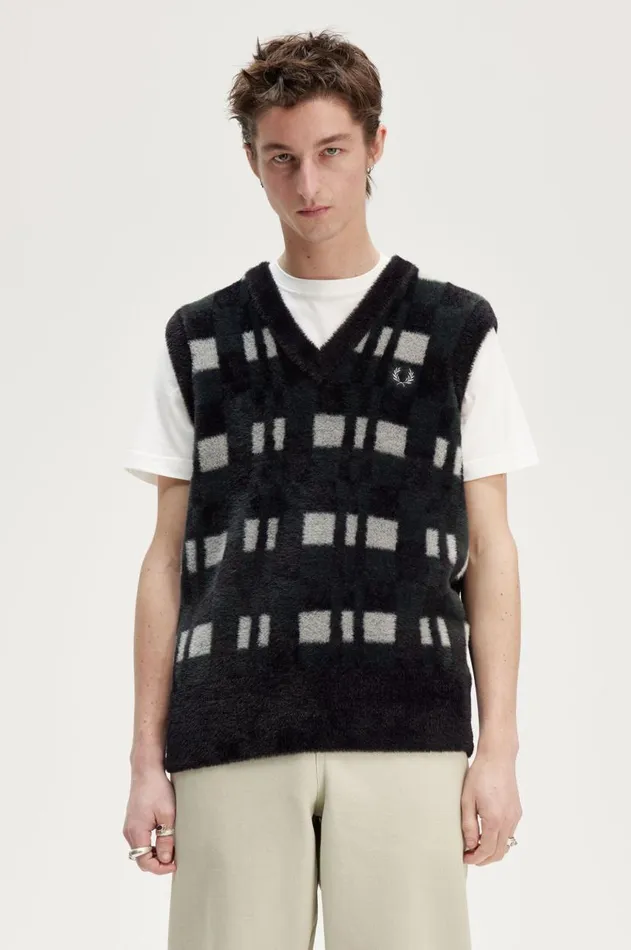 Men Knitwear Fred Perry Chequerboard Tank Black