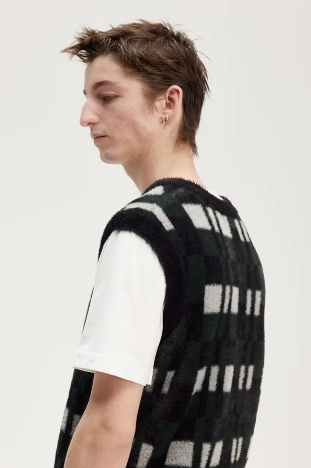 Men Knitwear Fred Perry Chequerboard Tank Black