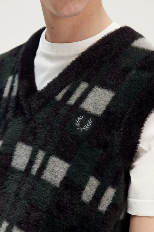 Men Knitwear Fred Perry Chequerboard Tank Black