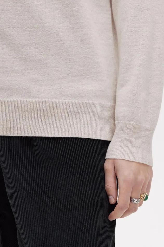 Men Knitwear Fred Perry Classic Crew Neck Jumper Porridge Marl