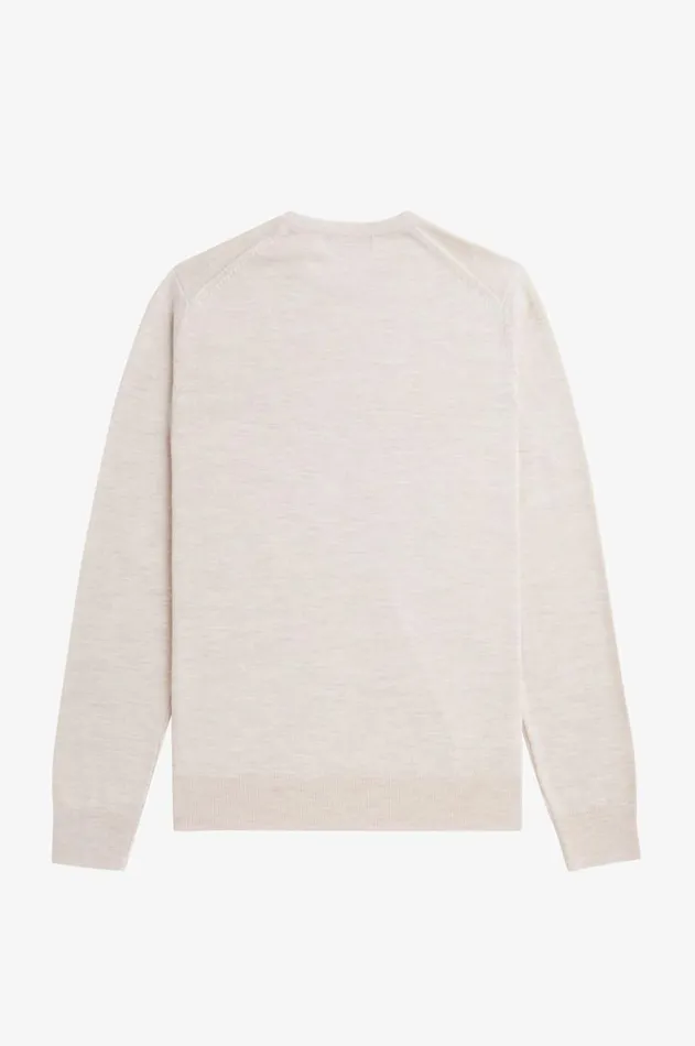 Men Knitwear Fred Perry Classic Crew Neck Jumper Porridge Marl