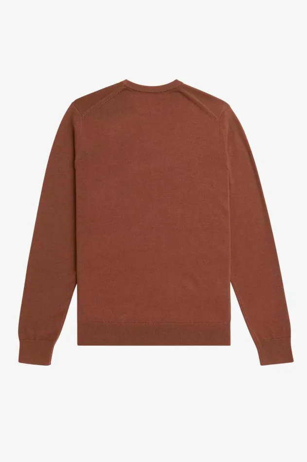 Men Knitwear Fred Perry Classic Crew Neck Jumper Whisky Brown