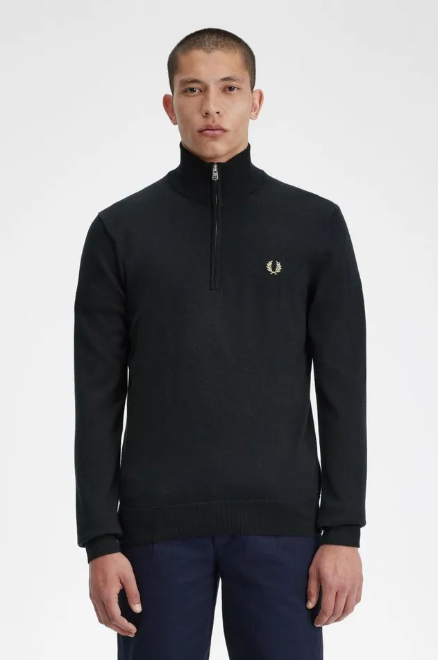 Men Knitwear Fred Perry Classic Half Zip Jumper Black