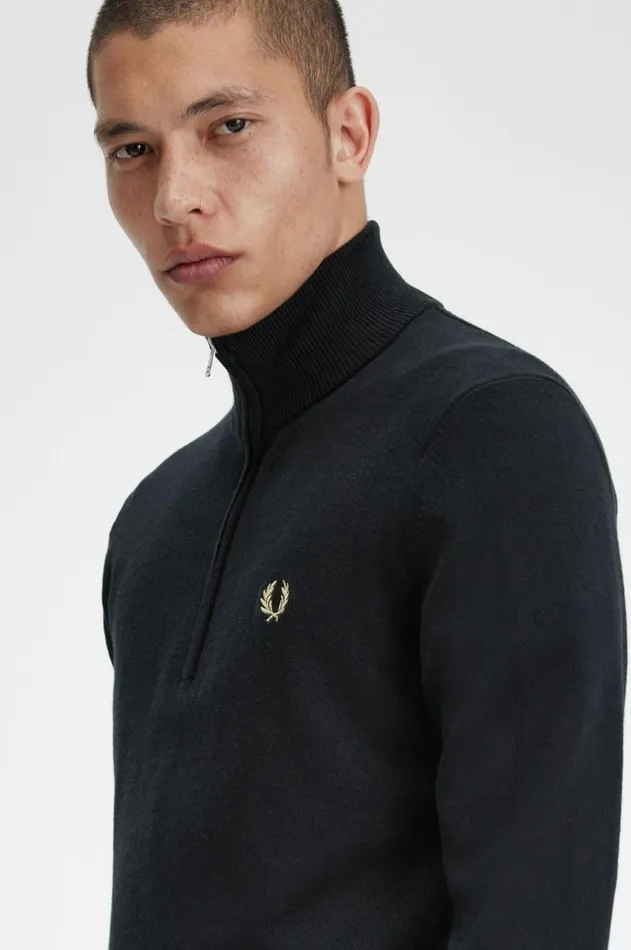 Men Knitwear Fred Perry Classic Half Zip Jumper Black