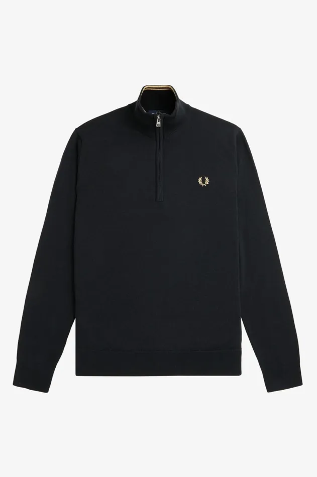 Men Knitwear Fred Perry Classic Half Zip Jumper Black