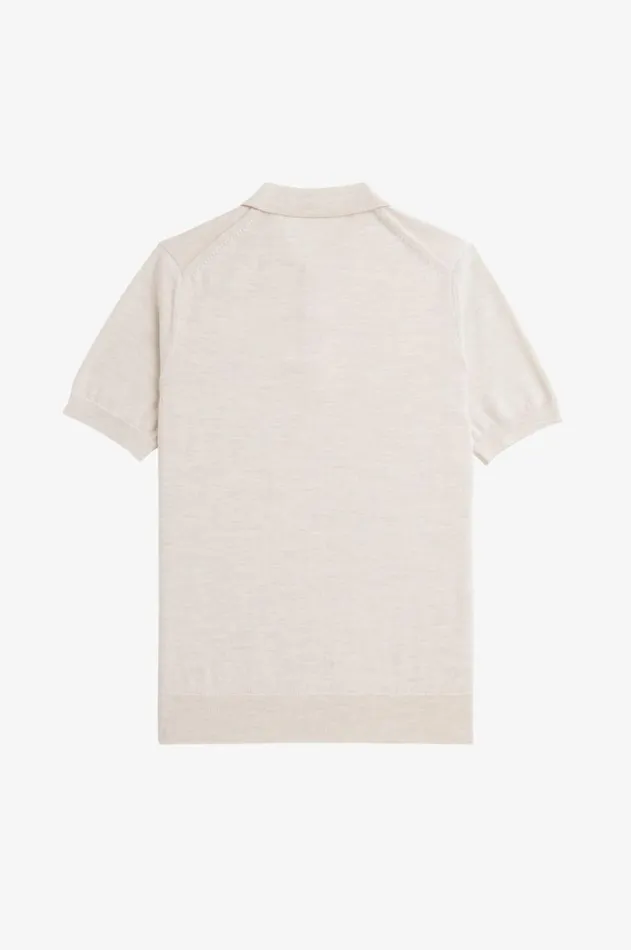 Men Knitwear Fred Perry Classic Knitted Shirt Porridge Marl