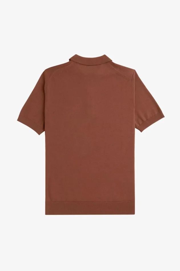 Men Knitwear Fred Perry Classic Knitted Shirt Whisky Brown