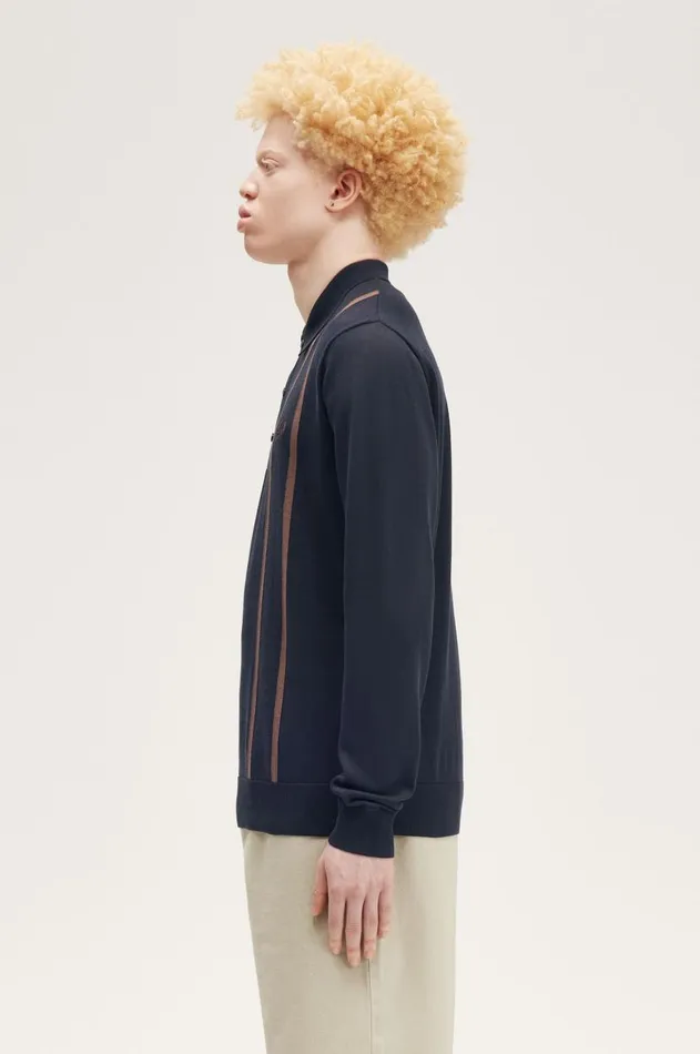 Men Knitwear Fred Perry Knitted Shirt Navy