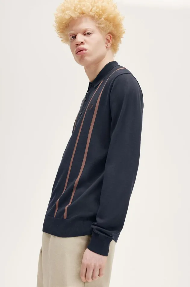 Men Knitwear Fred Perry Knitted Shirt Navy
