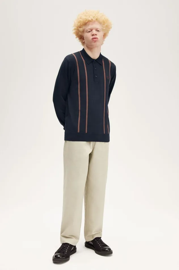 Men Knitwear Fred Perry Knitted Shirt Navy