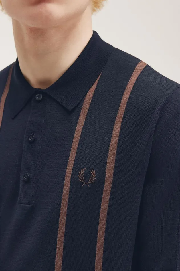 Men Knitwear Fred Perry Knitted Shirt Navy