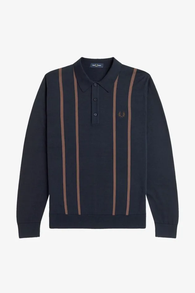 Men Knitwear Fred Perry Knitted Shirt Navy