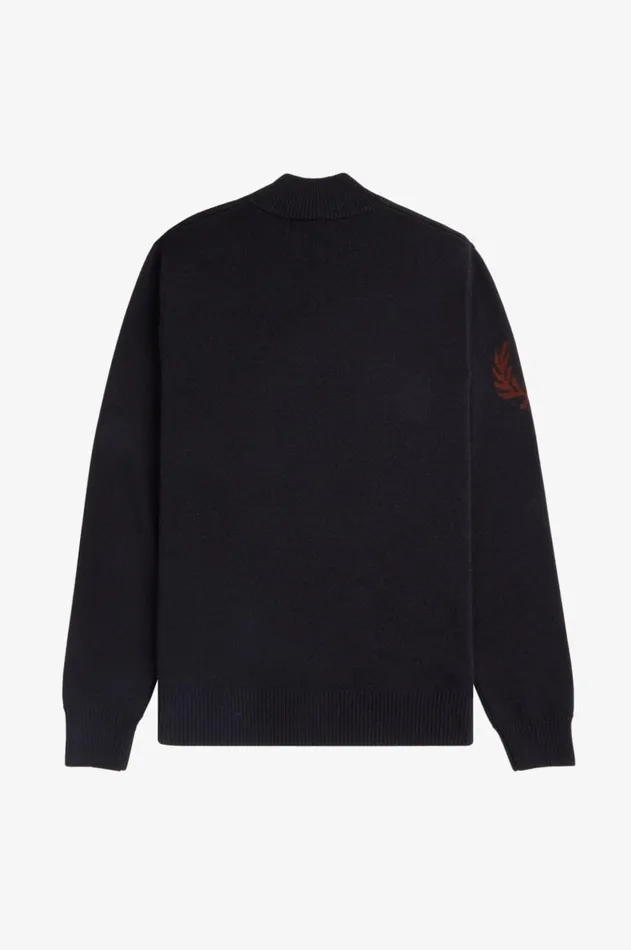 Men Knitwear Fred Perry Laurel Wreath Mock Neck Jumper Black