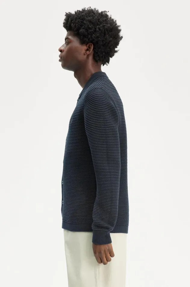 Men Knitwear Fred Perry Pointelle Cardigan Navy