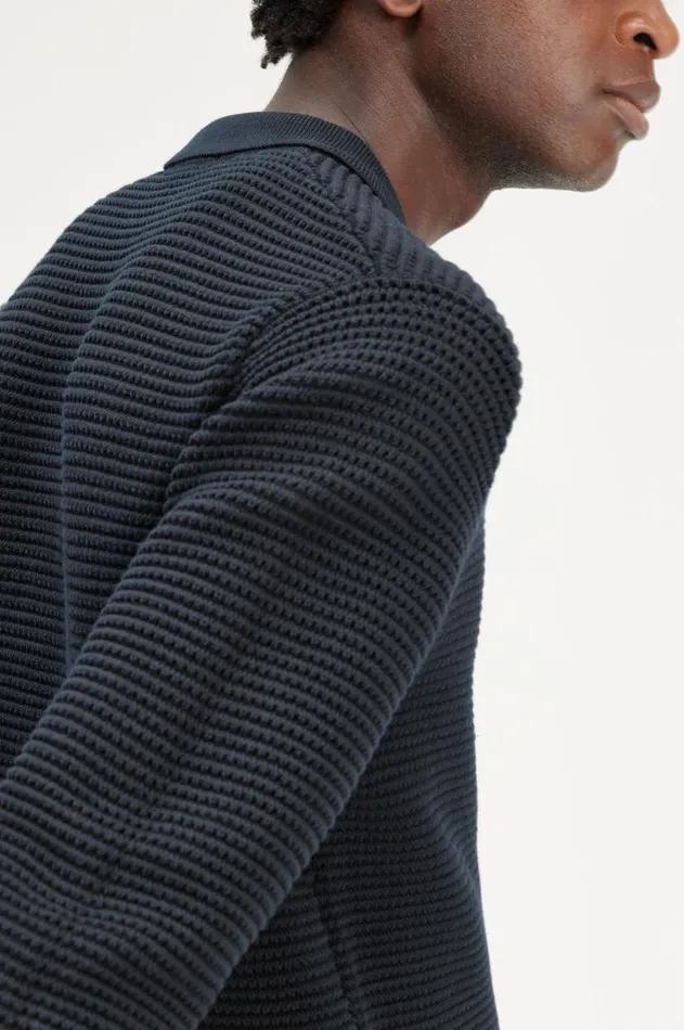 Men Knitwear Fred Perry Pointelle Cardigan Navy