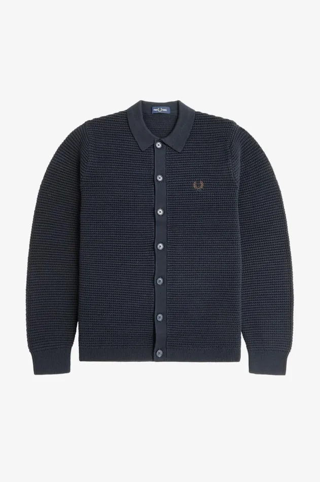 Men Knitwear Fred Perry Pointelle Cardigan Navy