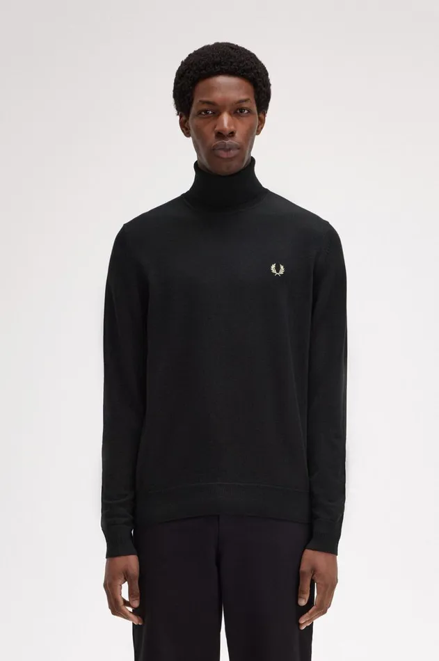 Men Knitwear Fred Perry Roll Neck Jumper Black