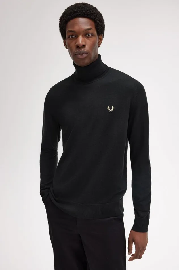 Men Knitwear Fred Perry Roll Neck Jumper Black