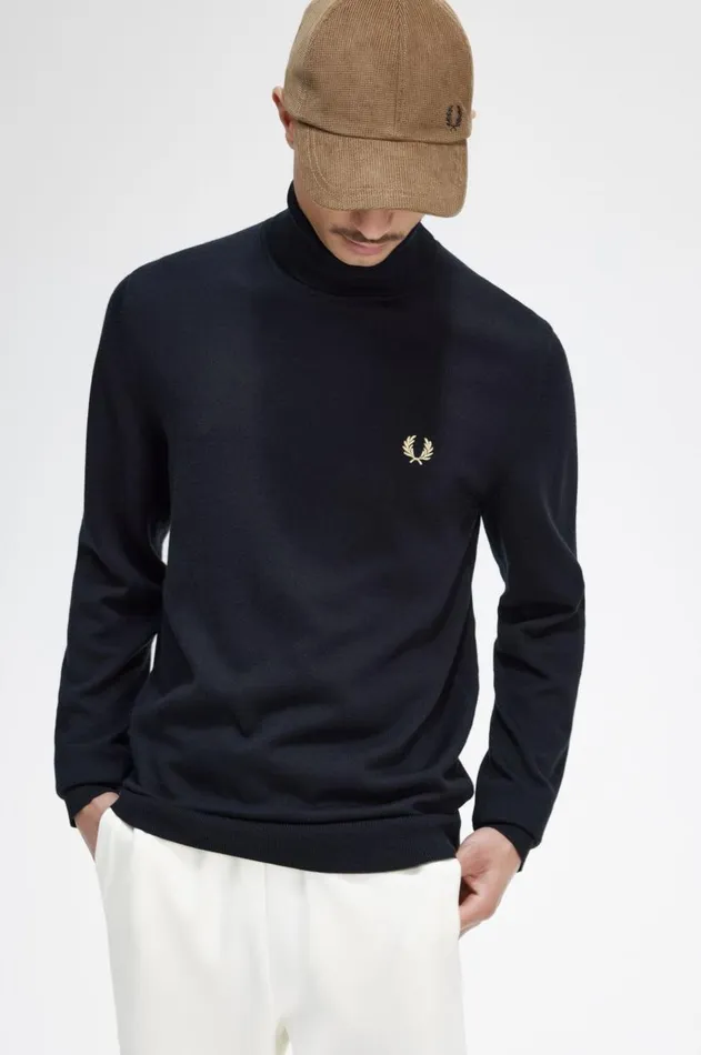 Men Knitwear Fred Perry Roll Neck Jumper Black
