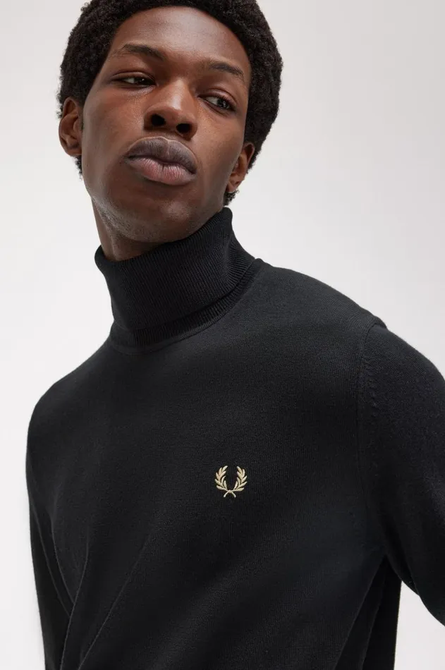 Men Knitwear Fred Perry Roll Neck Jumper Black