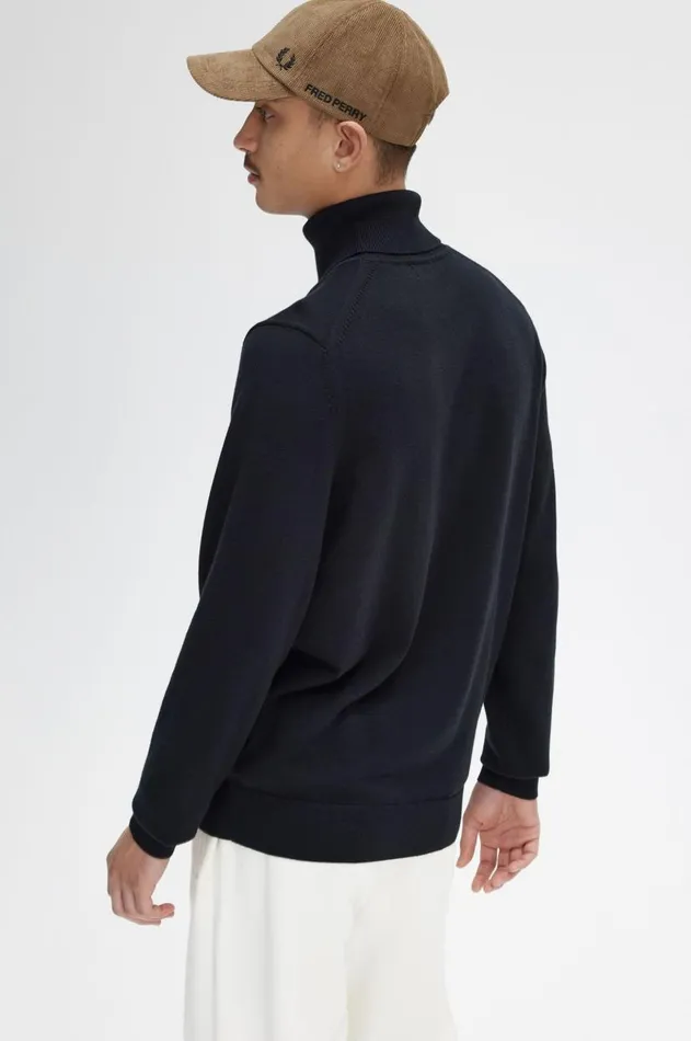 Men Knitwear Fred Perry Roll Neck Jumper Black