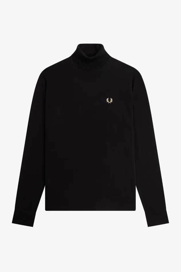 Men Knitwear Fred Perry Roll Neck Jumper Black