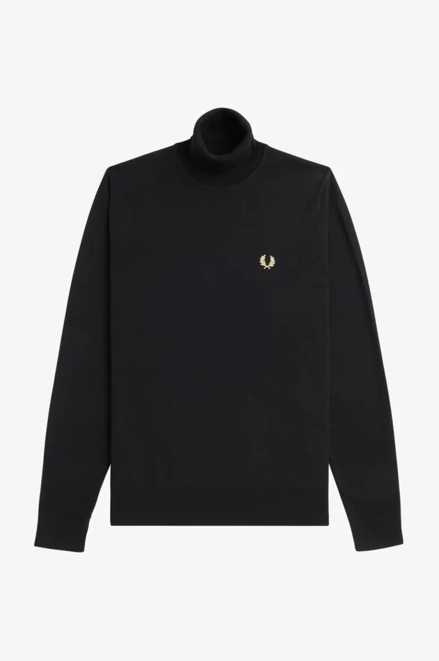 Men Knitwear Fred Perry Roll Neck Jumper Black
