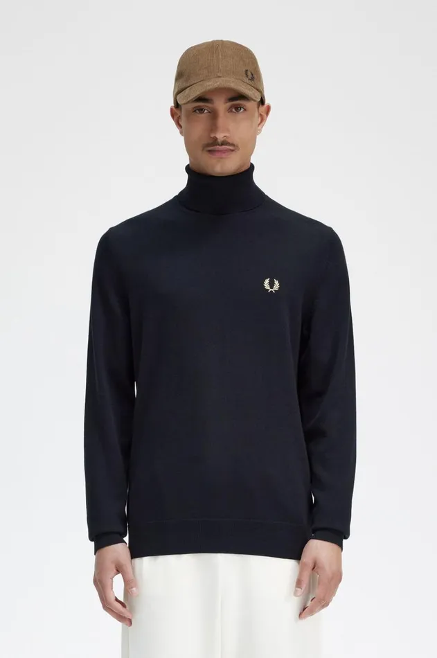Men Knitwear Fred Perry Roll Neck Jumper Black