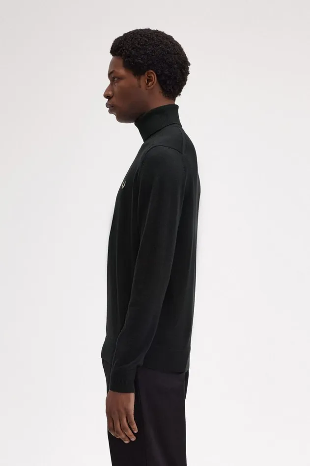 Men Knitwear Fred Perry Roll Neck Jumper Black