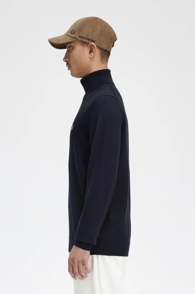 Men Knitwear Fred Perry Roll Neck Jumper Black