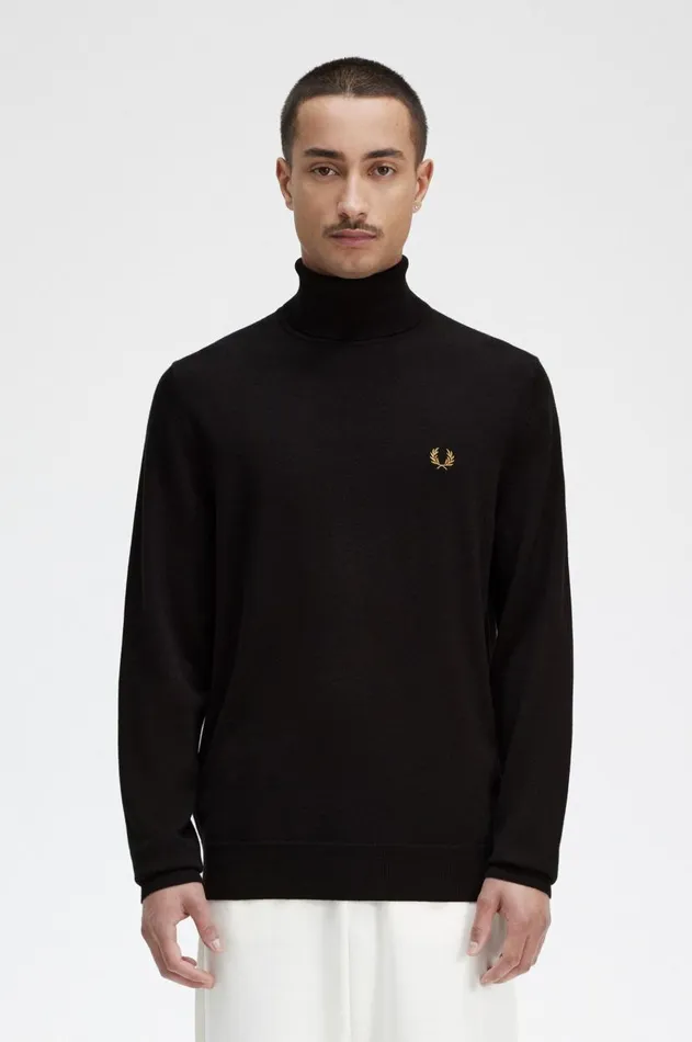 Men Knitwear Fred Perry Roll Neck Jumper Navy