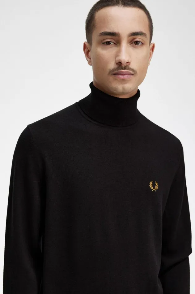 Men Knitwear Fred Perry Roll Neck Jumper Navy