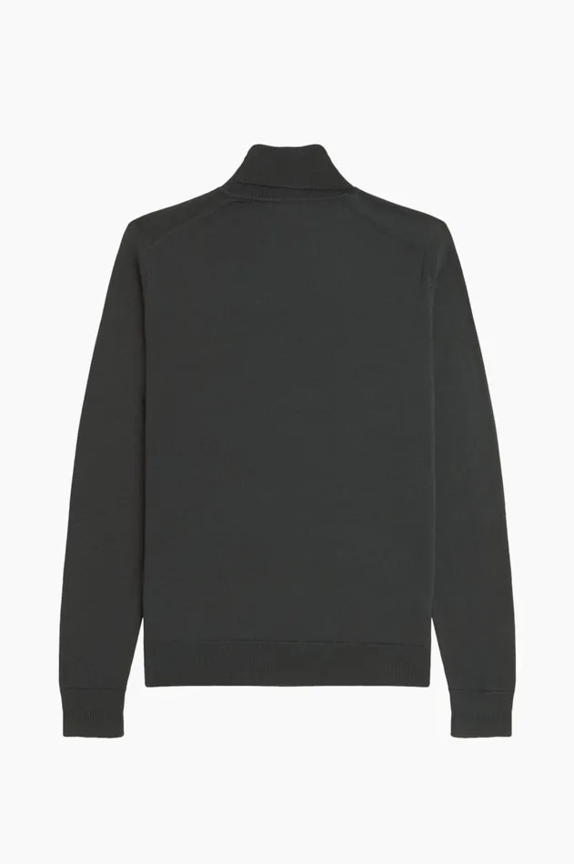 Men Knitwear Fred Perry Roll Neck Jumper Night Greensnow White